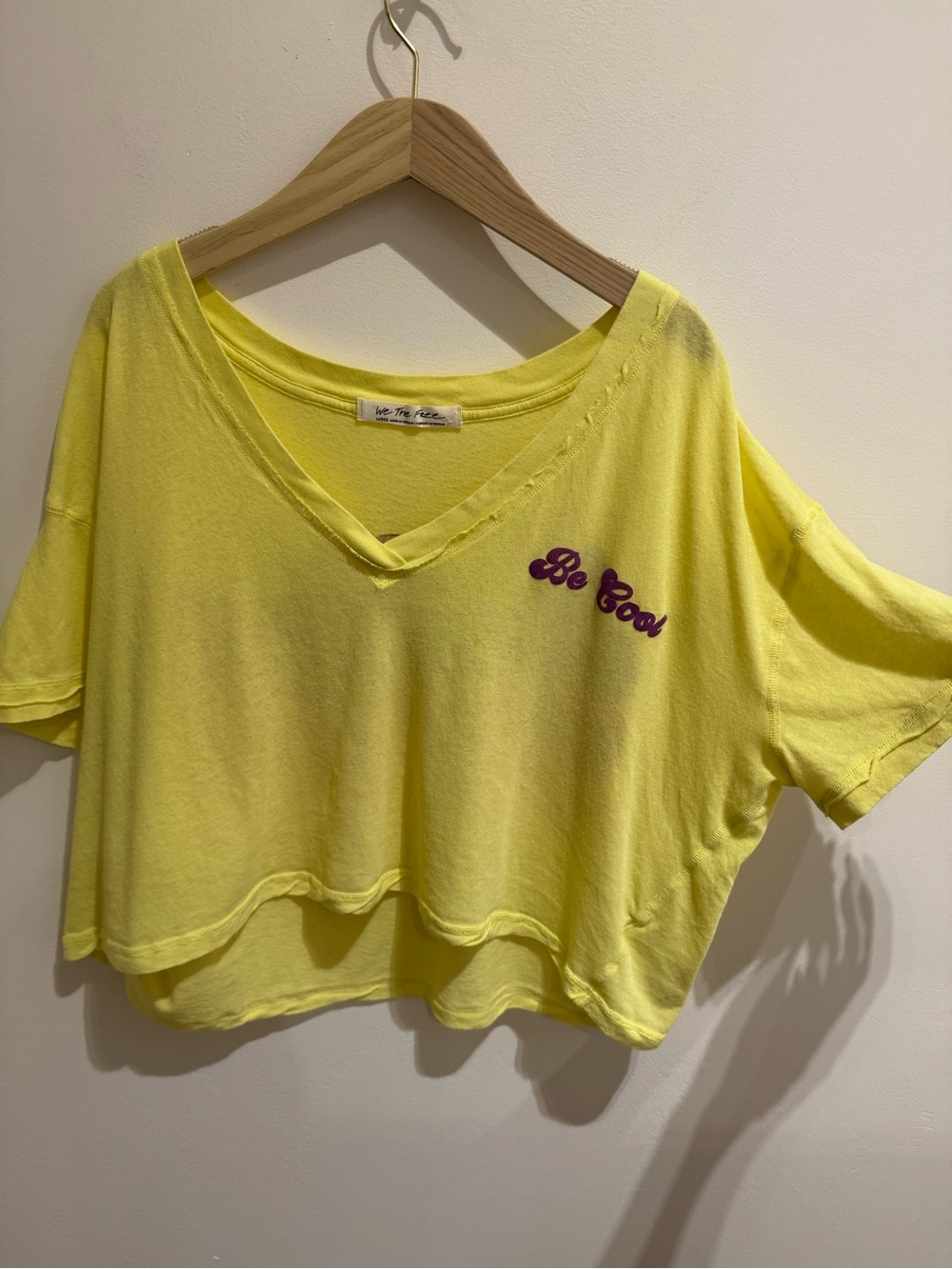 Yellow V-Neck Graphic Crop Top